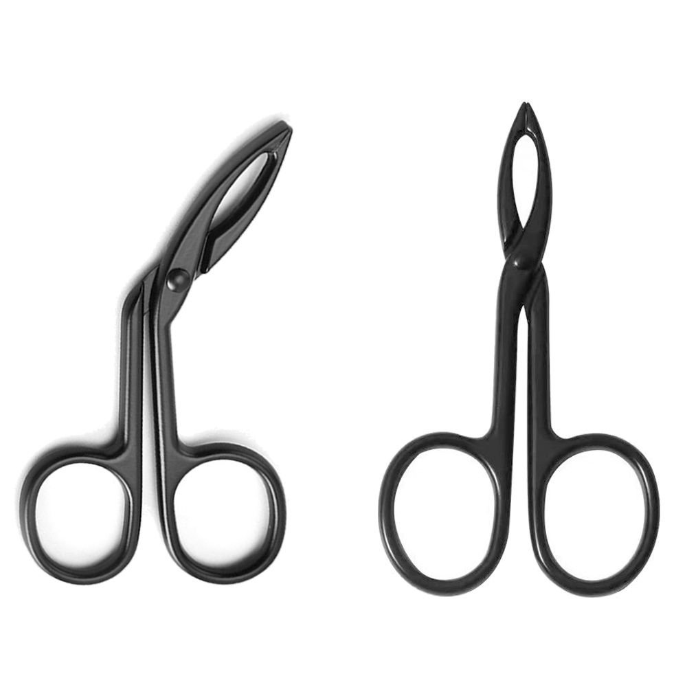 Scissors Shaped Eyebrow Tweezers Clip with Easy Scissor Handle, Stainless Steel Scissor Handle Tweezers Flat Straight Tip Tweezers Brow Hair Plucker Remover - Style 1